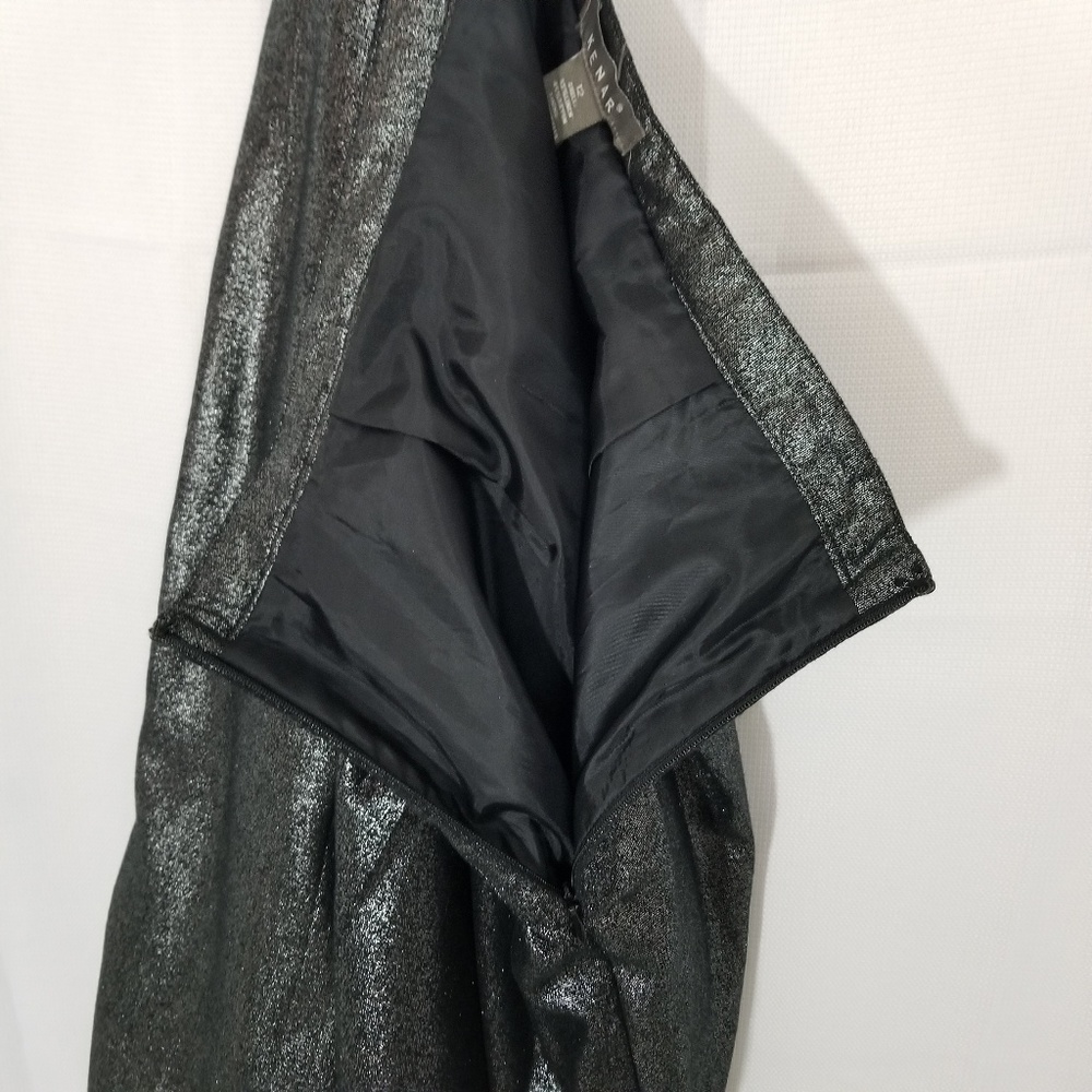 Kenar Metallic Black Silver Pleated Holiday Skirt - Picture 4 of 8